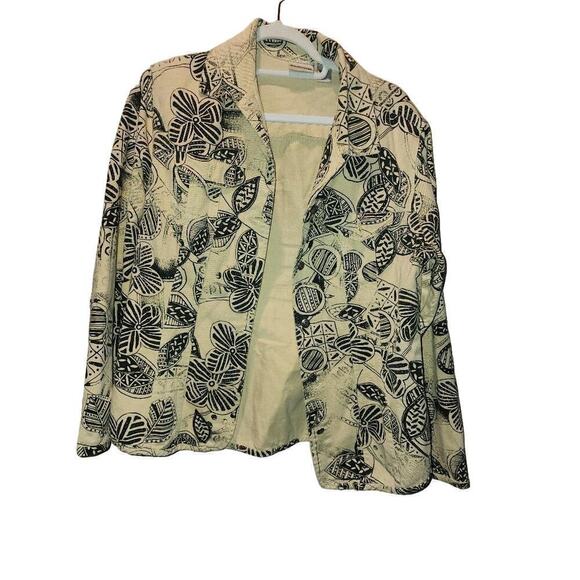 Chico's Abstract Floral Button Up/Down Long Sleeve Shirt Women's Size 1 - Picture 1 of 4